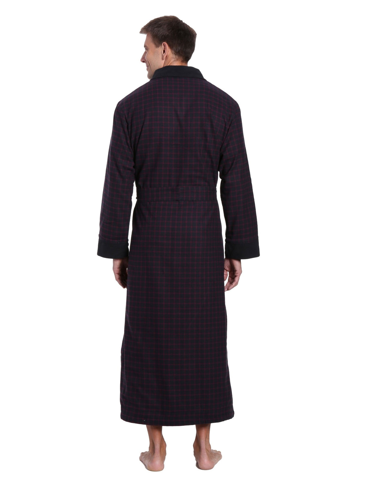 Men's Premium 100% Cotton Flannel Fleece Lined Robe bathrobes La Vie Bien Men's Premium 100% Cotton Flannel Fleece Lined Robe