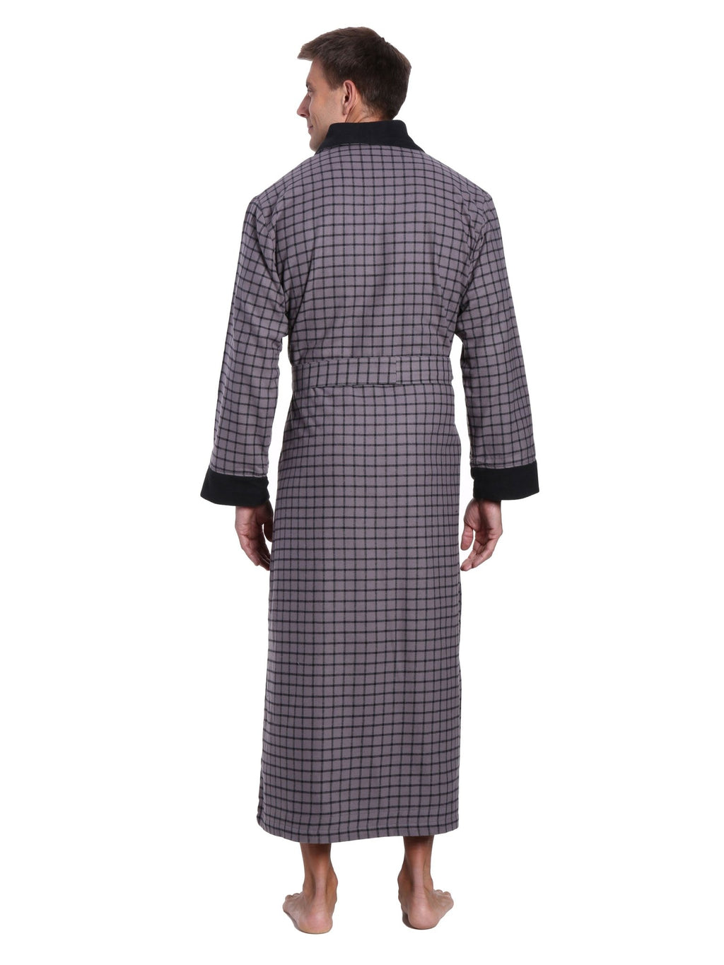 Men's Premium 100% Cotton Flannel Fleece Lined Robe bathrobes La Vie Bien Men's Premium 100% Cotton Flannel Fleece Lined Robe