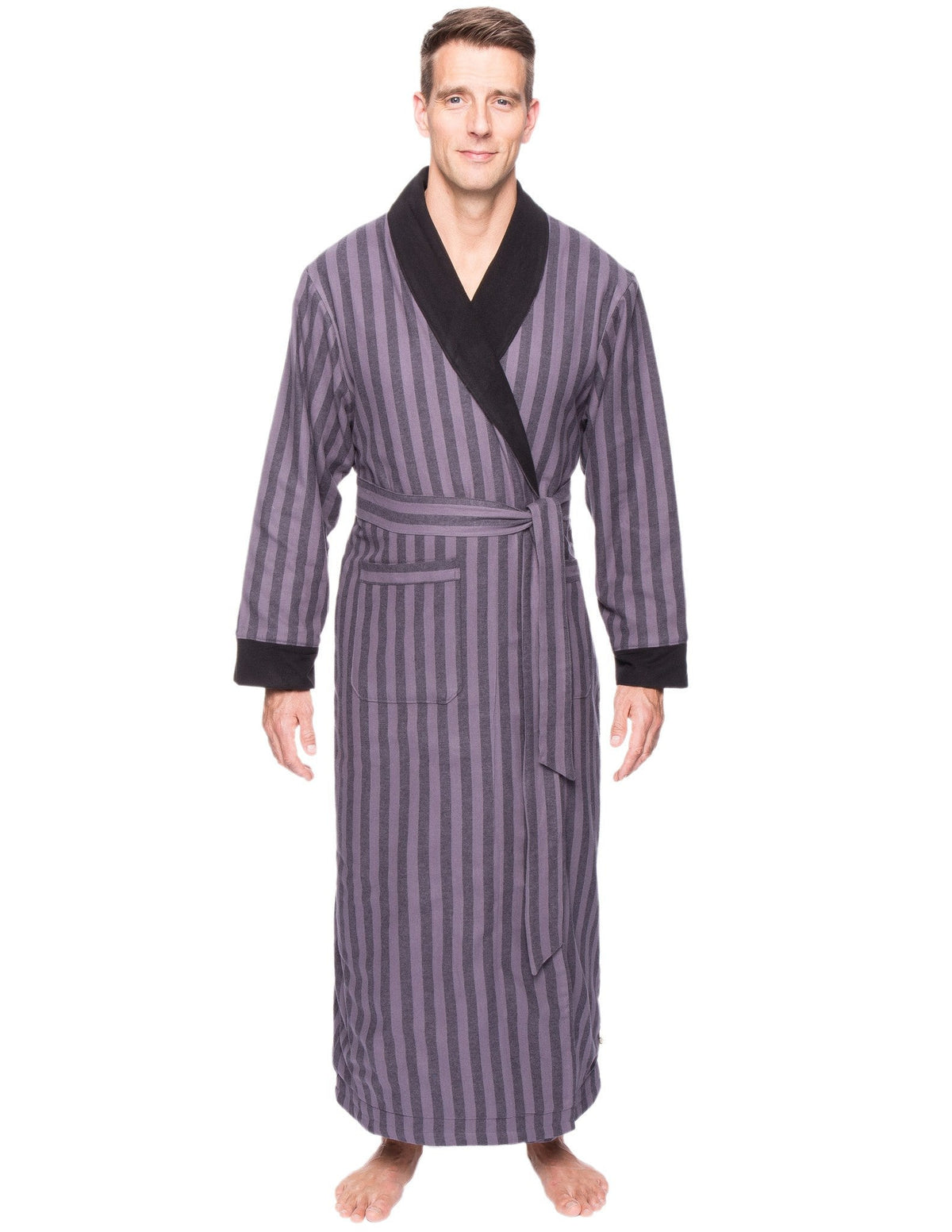 Men's Premium 100% Cotton Flannel Fleece Lined Robe bathrobes La Vie Bien Men's Premium 100% Cotton Flannel Fleece Lined Robe