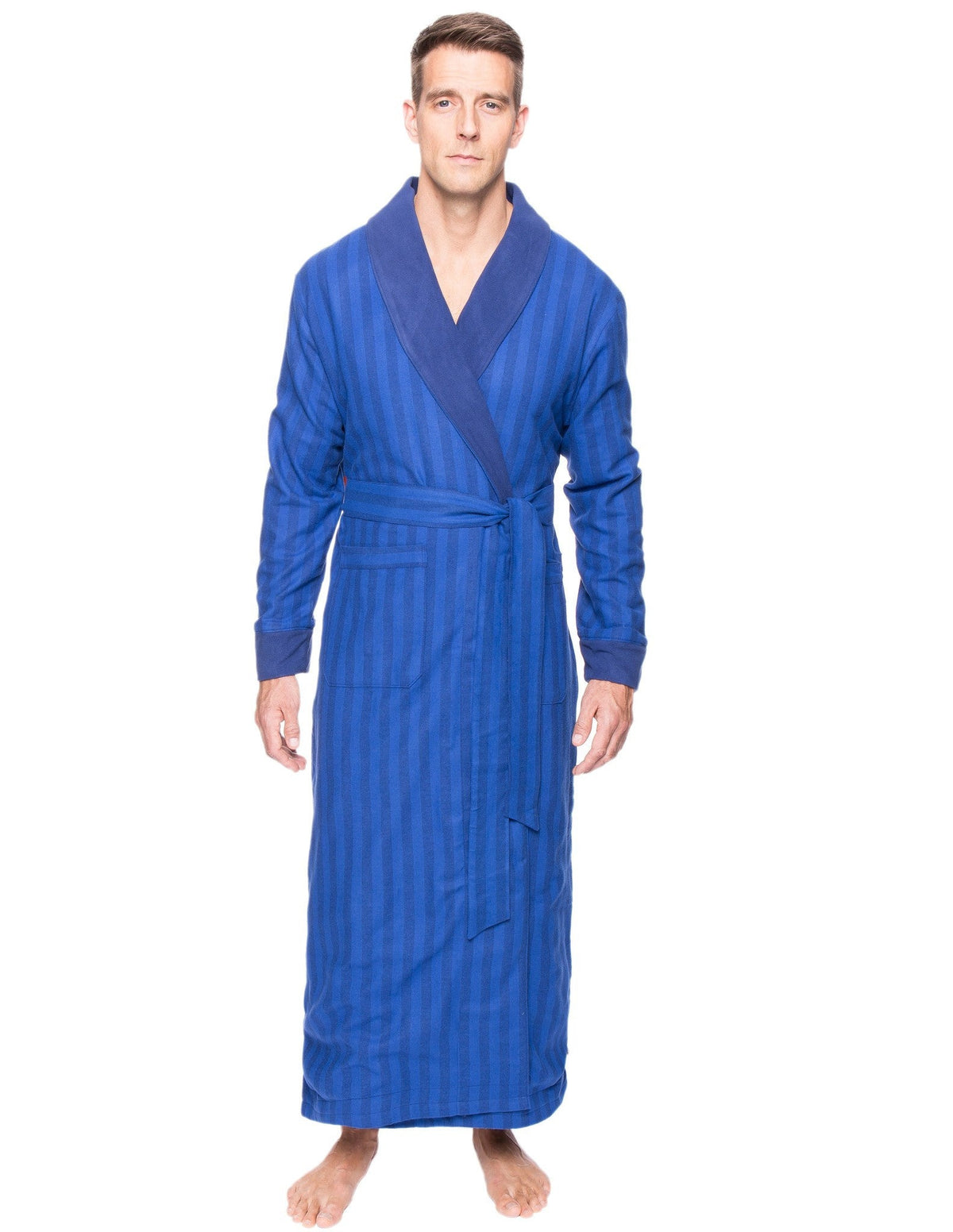 Men's Premium 100% Cotton Flannel Fleece Lined Robe bathrobes La Vie Bien Men's Premium 100% Cotton Flannel Fleece Lined Robe