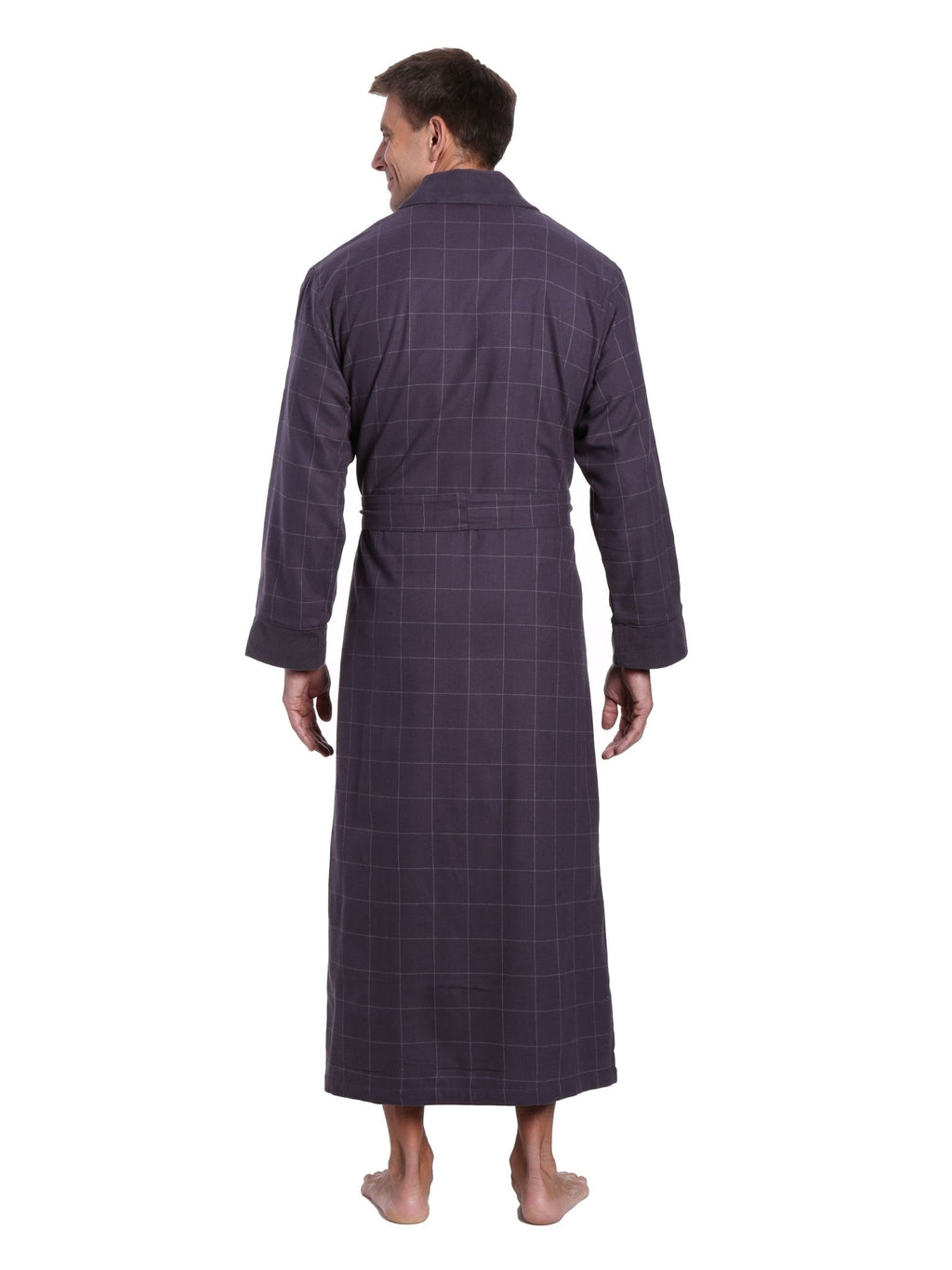 Men's Premium 100% Cotton Flannel Fleece Lined Robe bathrobes La Vie Bien Men's Premium 100% Cotton Flannel Fleece Lined Robe