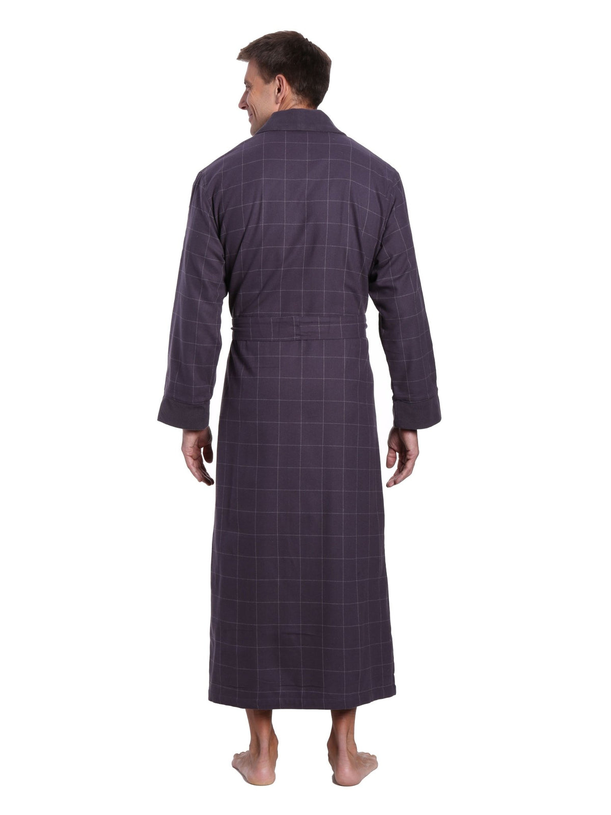 Men's Premium 100% Cotton Flannel Fleece Lined Robe bathrobes La Vie Bien Men's Premium 100% Cotton Flannel Fleece Lined Robe