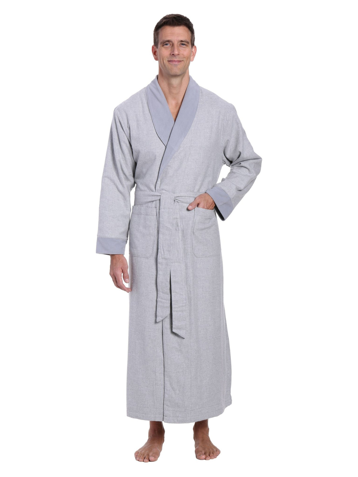 Men's Premium 100% Cotton Flannel Fleece Lined Robe bathrobes La Vie Bien Men's Premium 100% Cotton Flannel Fleece Lined Robe