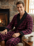 Men's Premium 100% Cotton Flannel Fleece Lined Robe bathrobes La Vie Bien Men's Premium 100% Cotton Flannel Fleece Lined Robe