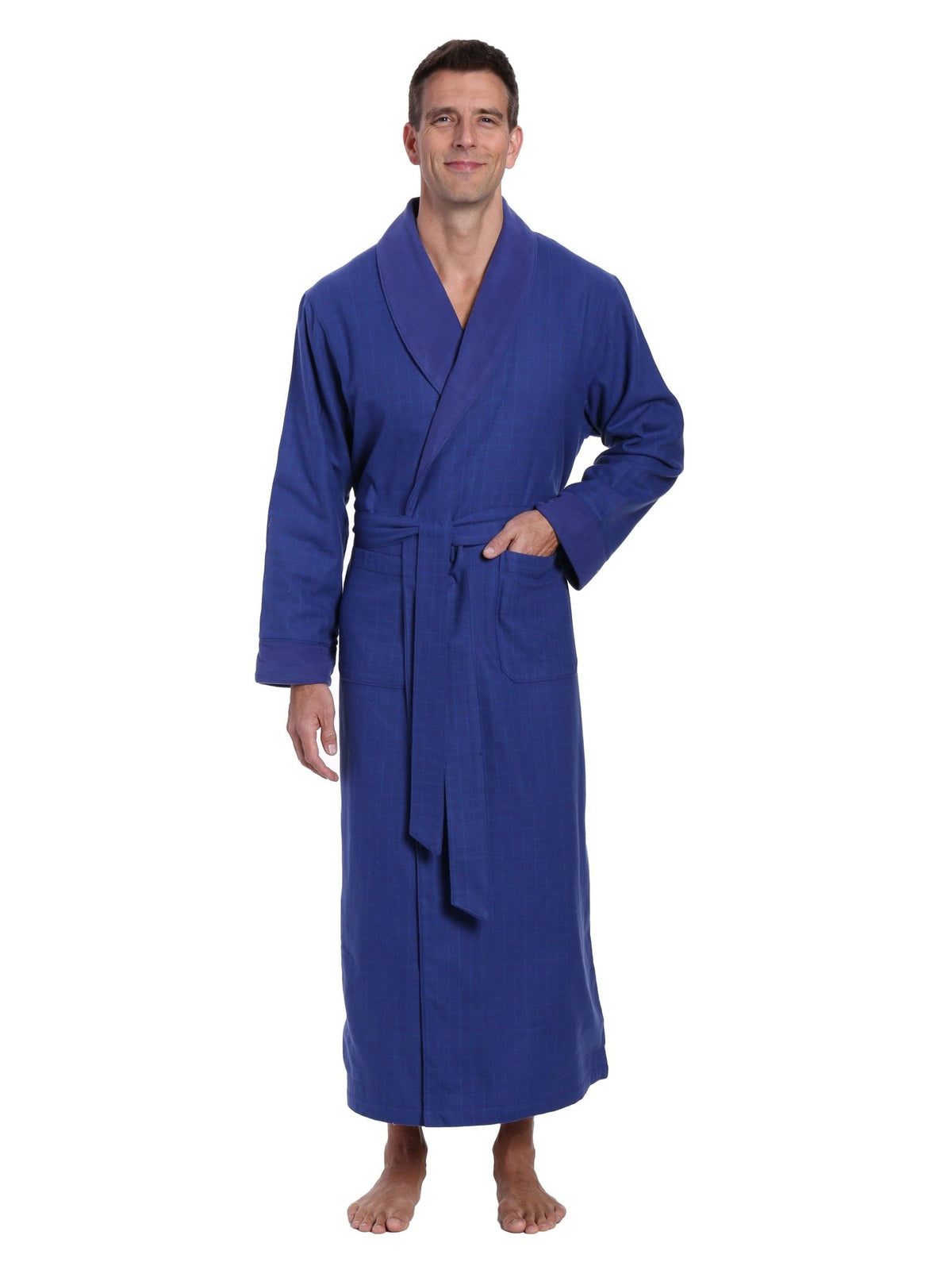 Men's Premium 100% Cotton Flannel Fleece Lined Robe bathrobes La Vie Bien Men's Premium 100% Cotton Flannel Fleece Lined Robe