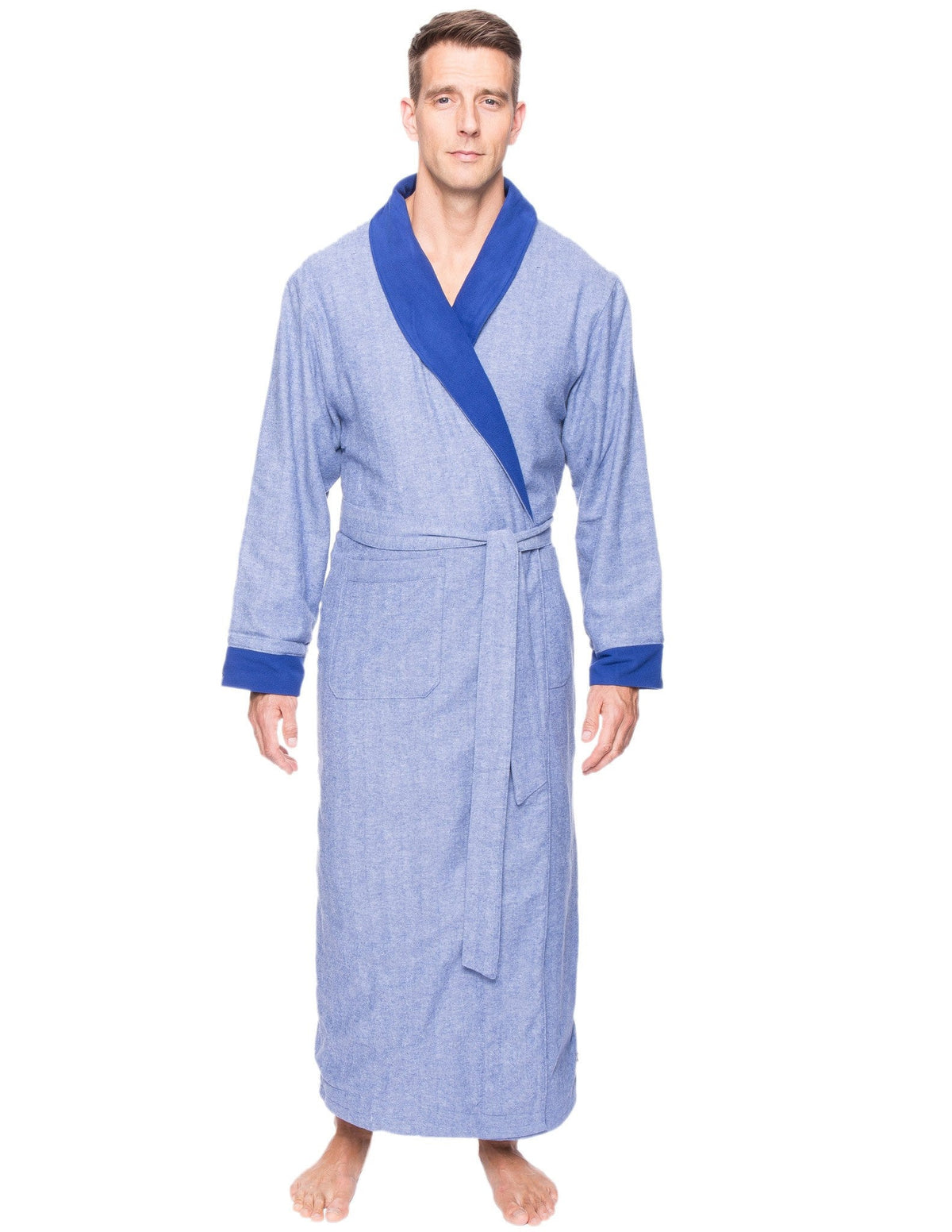 Men's Premium 100% Cotton Flannel Fleece Lined Robe bathrobes La Vie Bien Men's Premium 100% Cotton Flannel Fleece Lined Robe