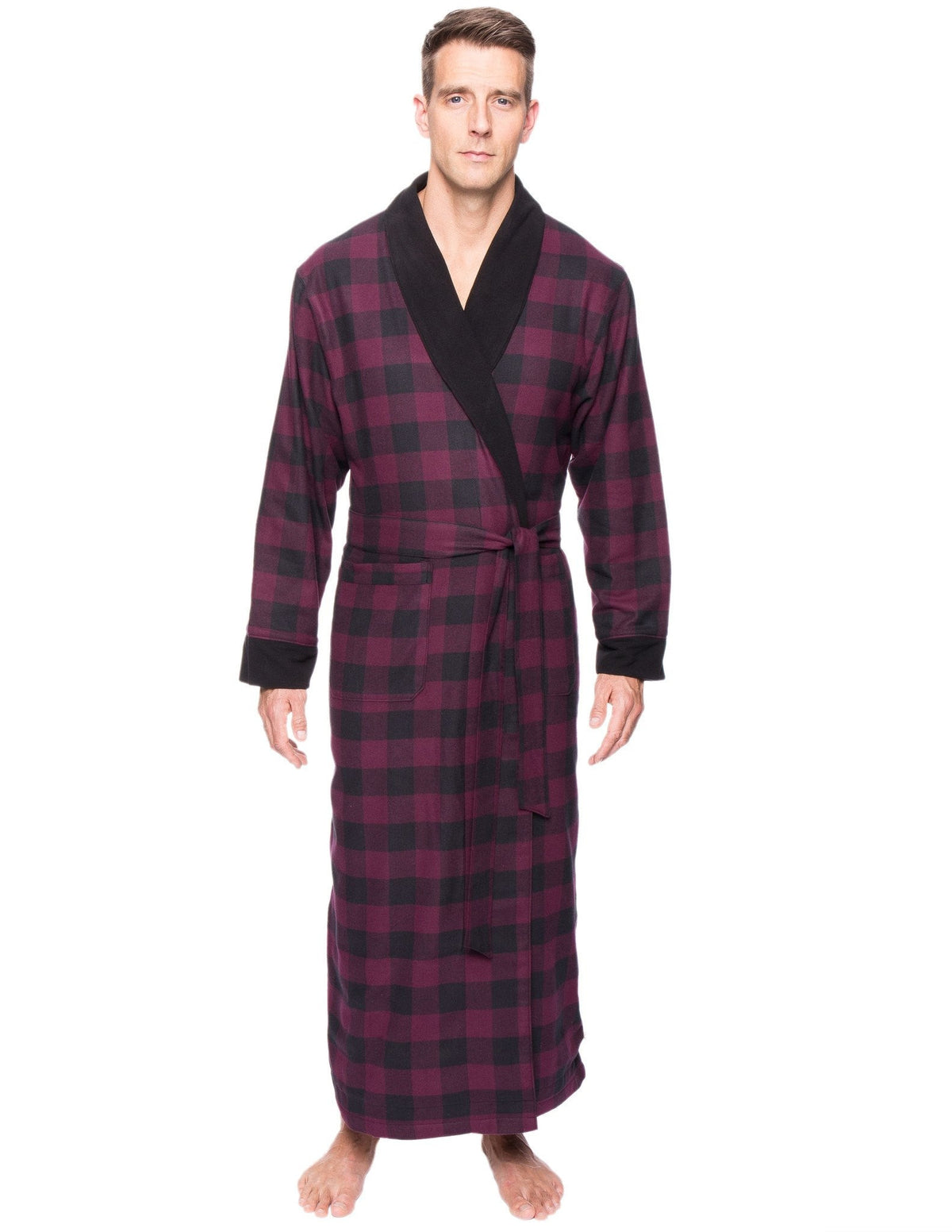 Men's Premium 100% Cotton Flannel Fleece Lined Robe bathrobes La Vie Bien Men's Premium 100% Cotton Flannel Fleece Lined Robe