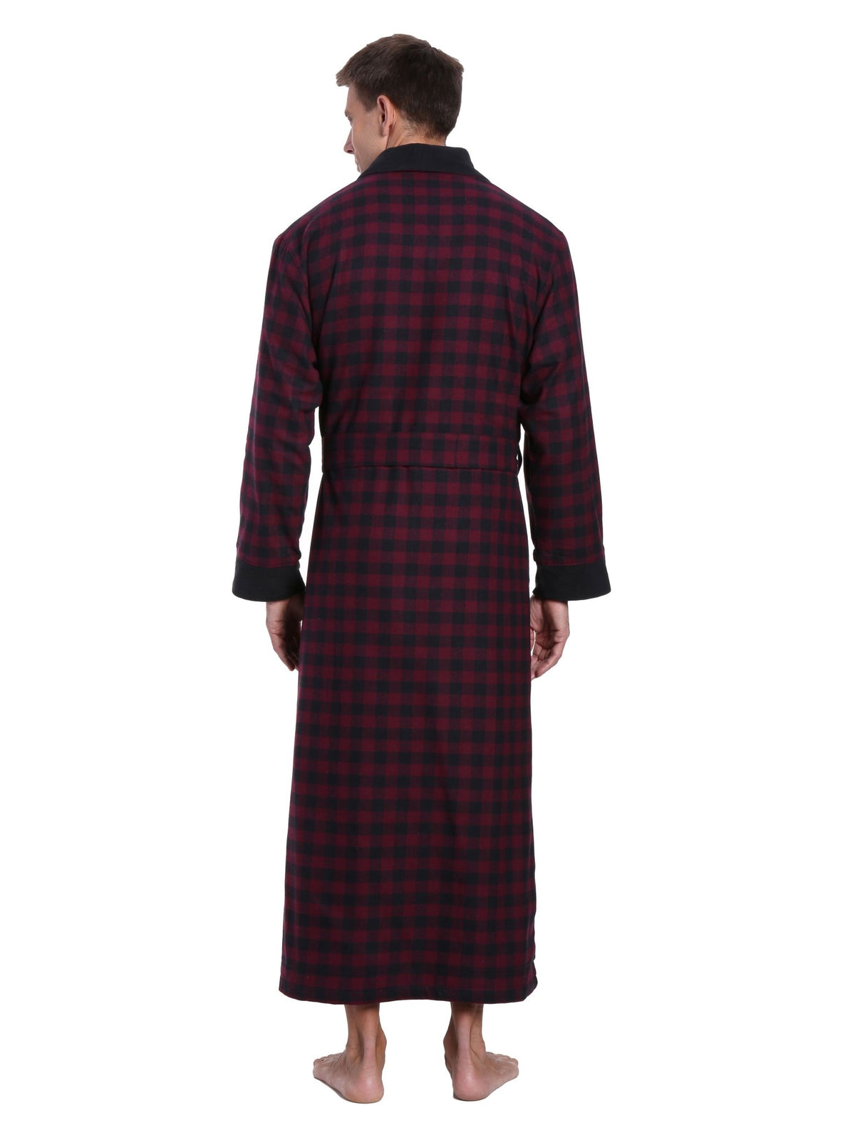 Men's Premium 100% Cotton Flannel Fleece Lined Robe bathrobes La Vie Bien Men's Premium 100% Cotton Flannel Fleece Lined Robe