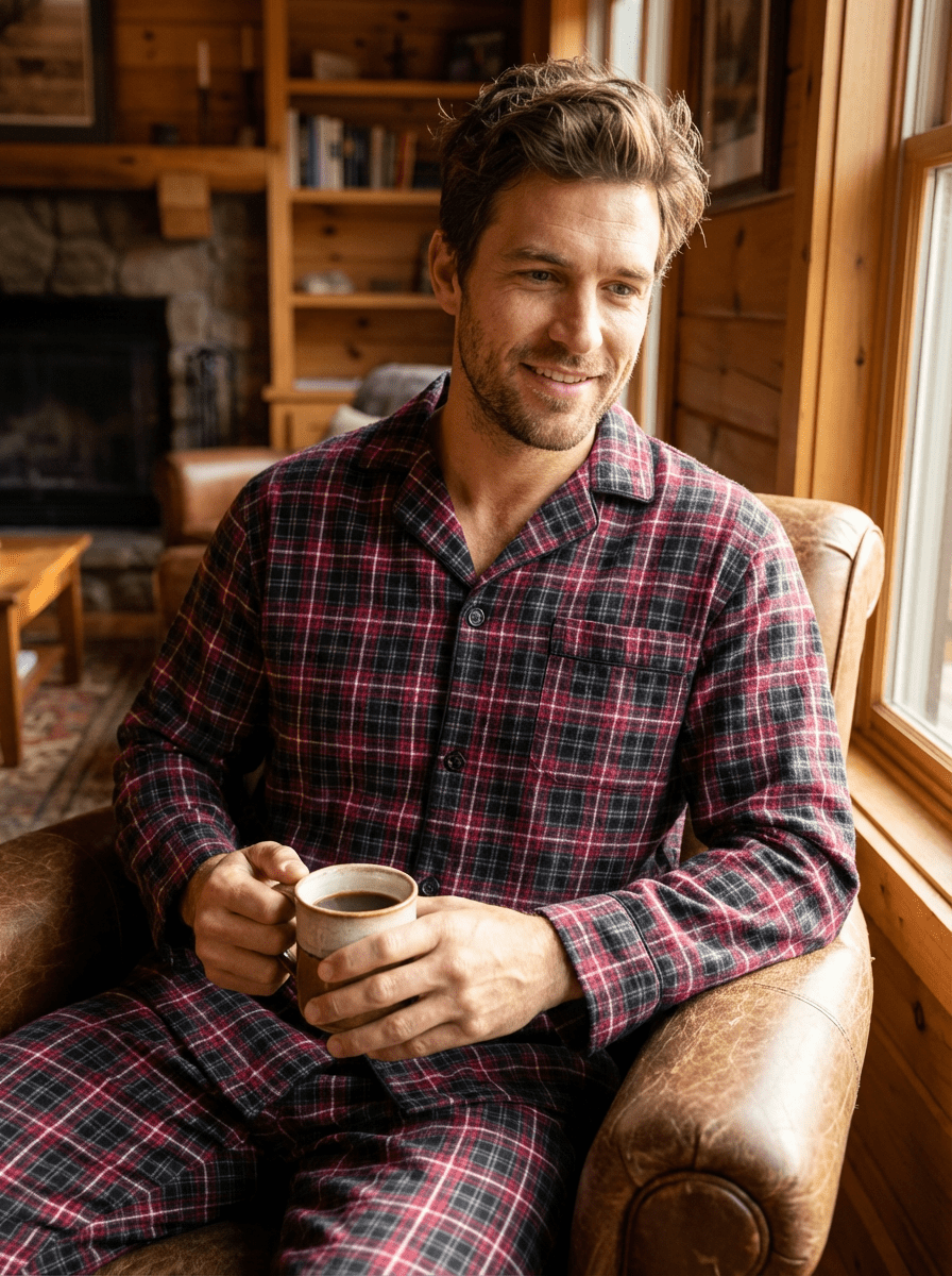Men's Premium 100% Cotton Flannel Pajama Sleepwear Set pajama-sets La Vie Bien Men's Premium 100% Cotton Flannel Pajama Sleepwear Set