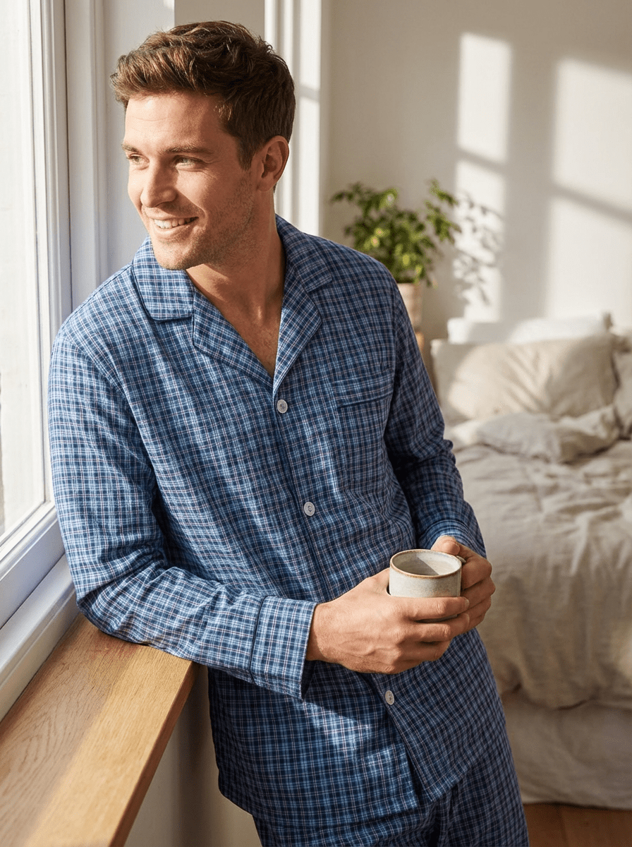 Men's Premium 100% Cotton Woven Pajama Sleepwear Set pajama-sets La Vie Bien Men's Premium 100% Cotton Woven Pajama Sleepwear Set