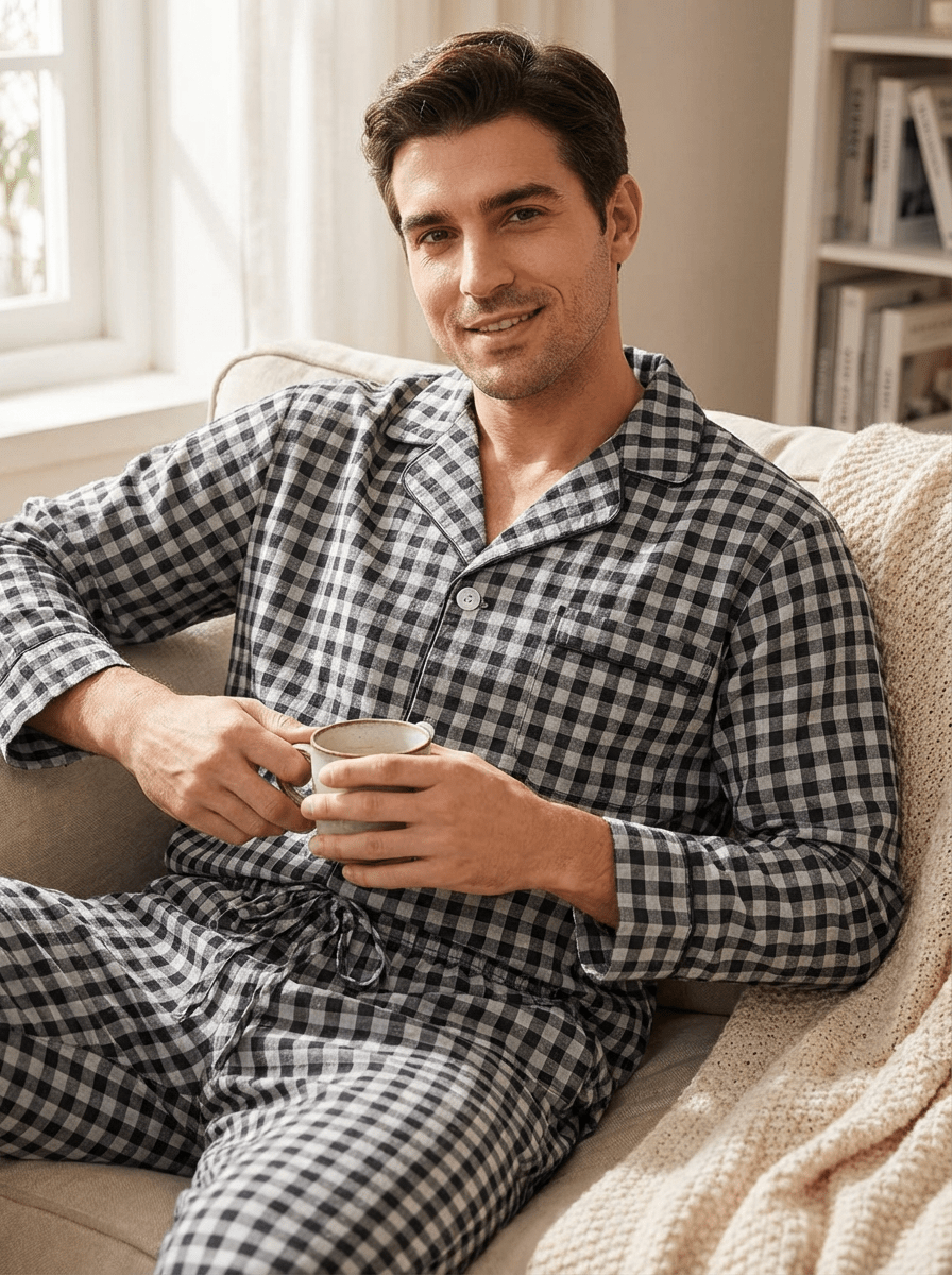 Men's Premium 100% Cotton Woven Pajama Sleepwear Set pajama-sets La Vie Bien Men's Premium 100% Cotton Woven Pajama Sleepwear Set