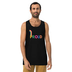 Men’s premium PROUD rainbow tank top by La Vie Bien