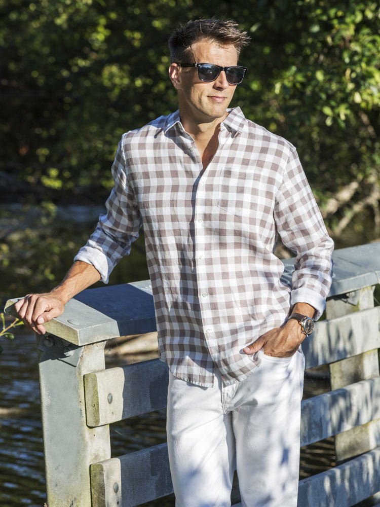 Men's Regular Fit Long Sleeve 100% Linen Shirt button-down-shirts La Vie Bien Men's Regular Fit Long Sleeve 100% Linen Shirt