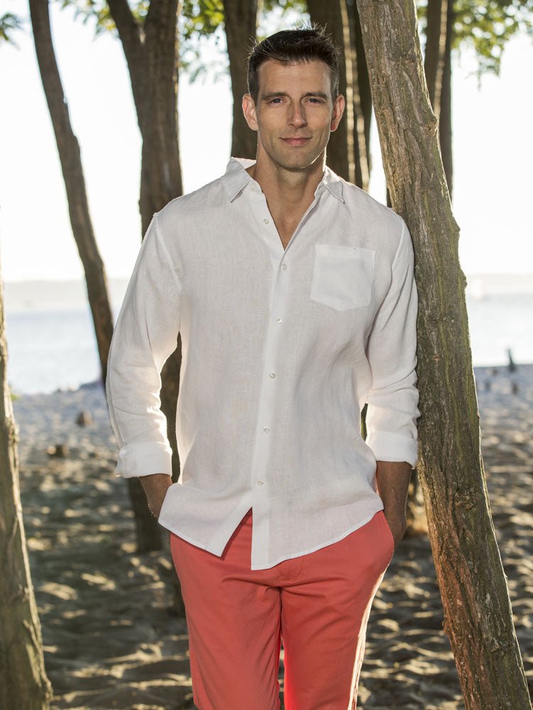 Men's Regular Fit Long Sleeve 100% Linen Shirt button-down-shirts La Vie Bien Men's Regular Fit Long Sleeve 100% Linen Shirt
