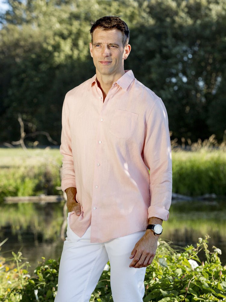 Men's Regular Fit Long Sleeve 100% Linen Shirt button-down-shirts La Vie Bien Men's Regular Fit Long Sleeve 100% Linen Shirt