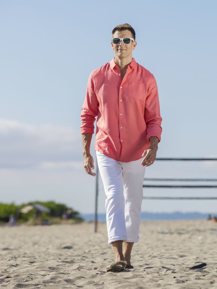 Men's Regular Fit Long Sleeve 100% Linen Shirt button-down-shirts La Vie Bien Men's Regular Fit Long Sleeve 100% Linen Shirt