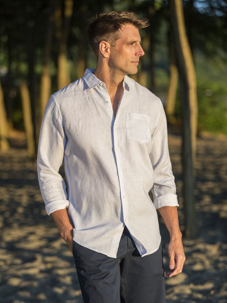 Men's Regular Fit Long Sleeve 100% Linen Shirt button-down-shirts La Vie Bien Men's Regular Fit Long Sleeve 100% Linen Shirt