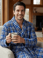 Mens Robe - Premium 100% Cotton Flannel Robe bathrobes La Vie Bien Mens Robe - Premium 100% Cotton Flannel Robe