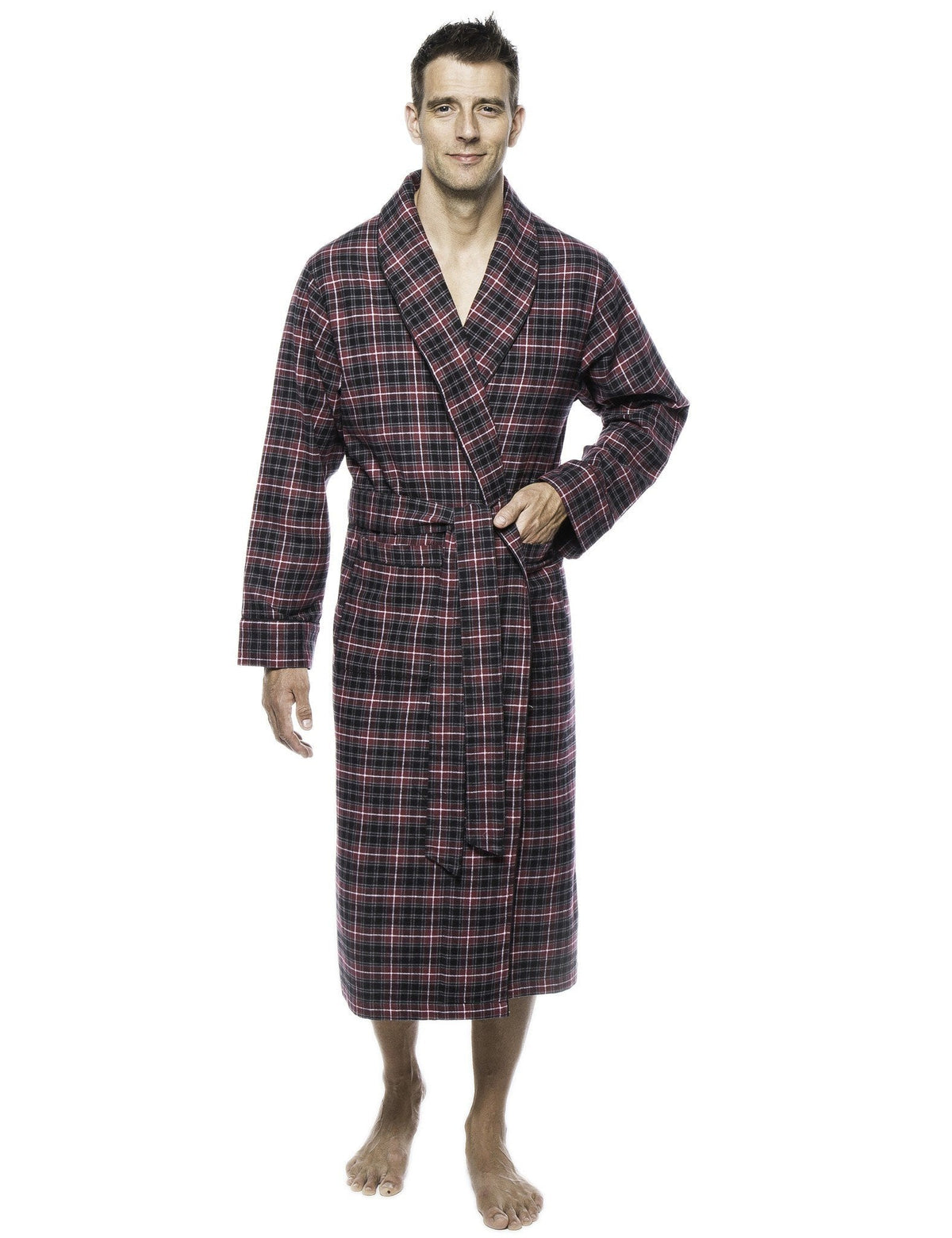 Mens Robe - Premium 100% Cotton Flannel Robe bathrobes La Vie Bien Mens Robe - Premium 100% Cotton Flannel Robe