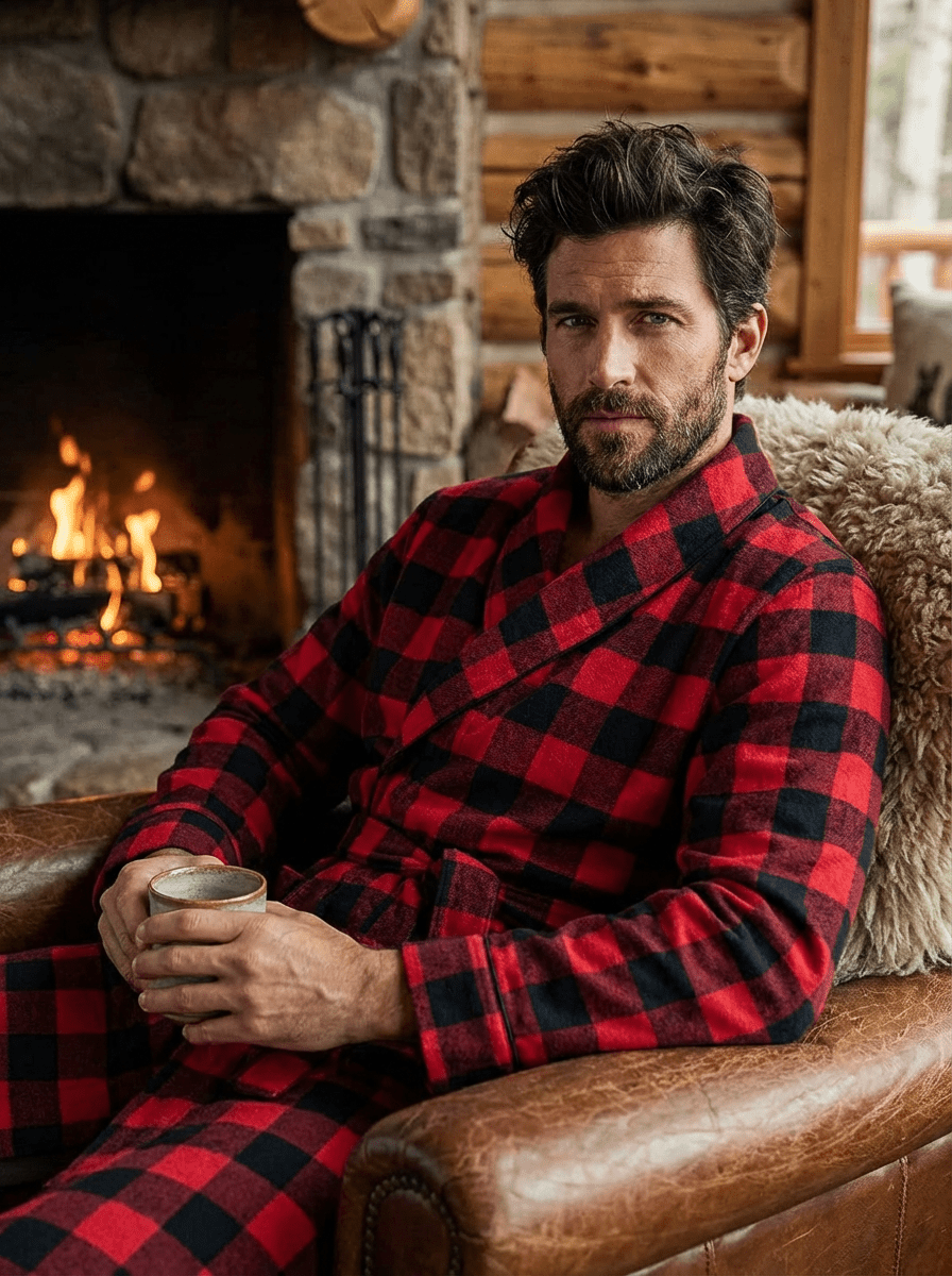 Mens Robe - Premium 100% Cotton Flannel Robe bathrobes La Vie Bien Mens Robe - Premium 100% Cotton Flannel Robe