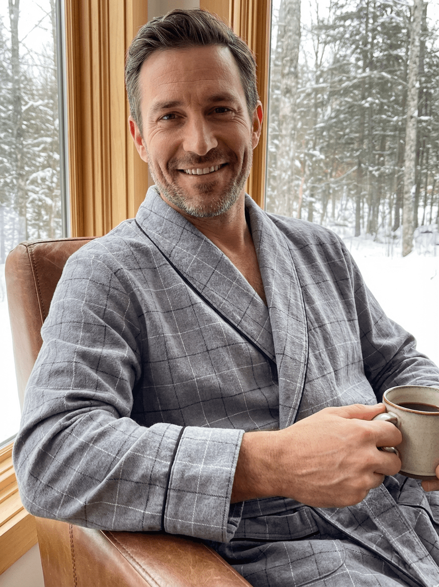 Mens Robe - Premium 100% Cotton Flannel Robe bathrobes La Vie Bien Mens Robe - Premium 100% Cotton Flannel Robe