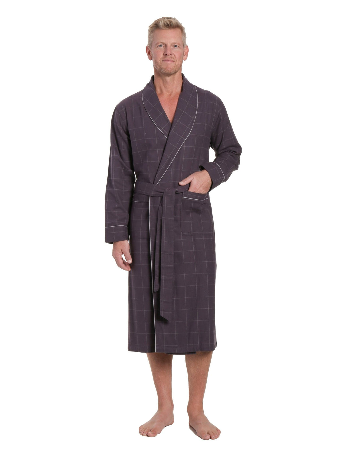 Mens Robe - Premium 100% Cotton Flannel Robe bathrobes La Vie Bien Mens Robe - Premium 100% Cotton Flannel Robe