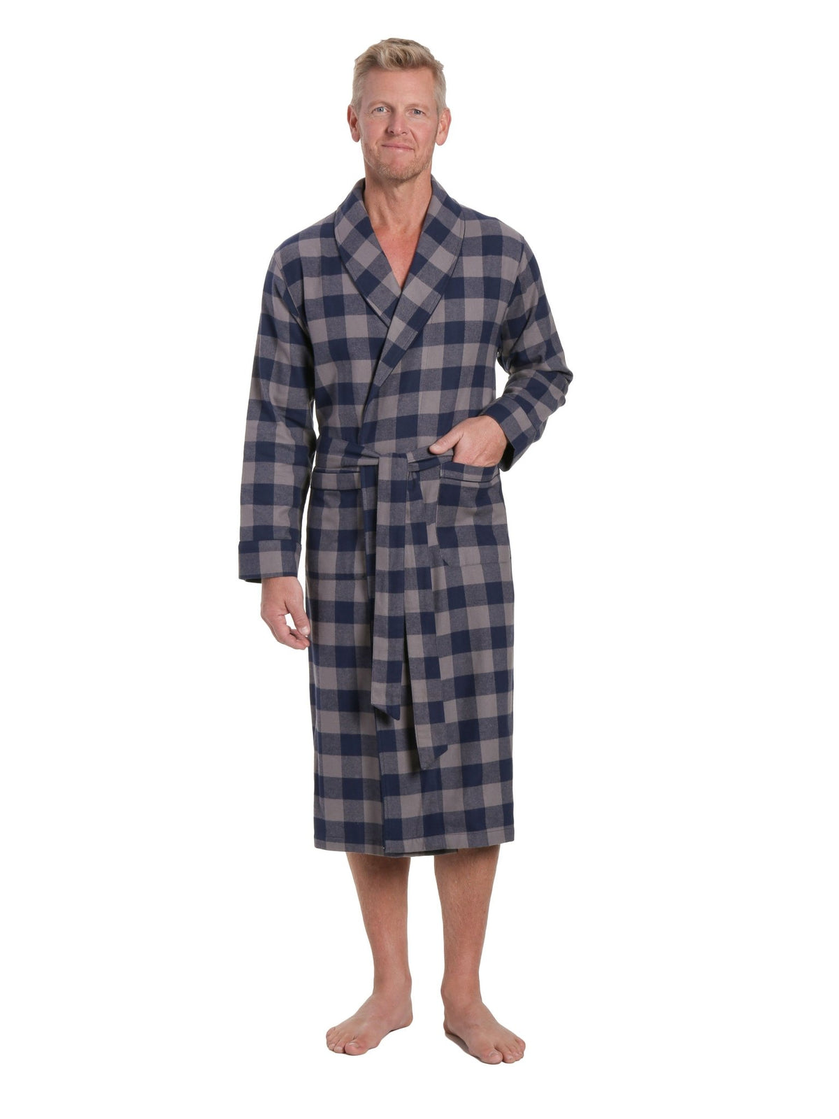 Mens Robe - Premium 100% Cotton Flannel Robe bathrobes La Vie Bien Mens Robe - Premium 100% Cotton Flannel Robe