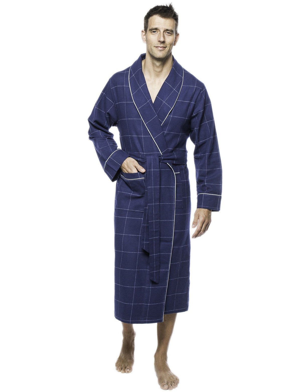 Mens Robe - Premium 100% Cotton Flannel Robe bathrobes La Vie Bien Mens Robe - Premium 100% Cotton Flannel Robe