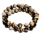 Men's Round striped Tibetan Agate Bracelet set