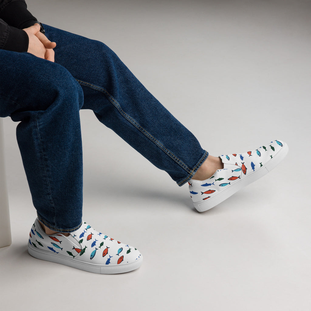 Men’s fishy sardines slip - on canvas shoes
