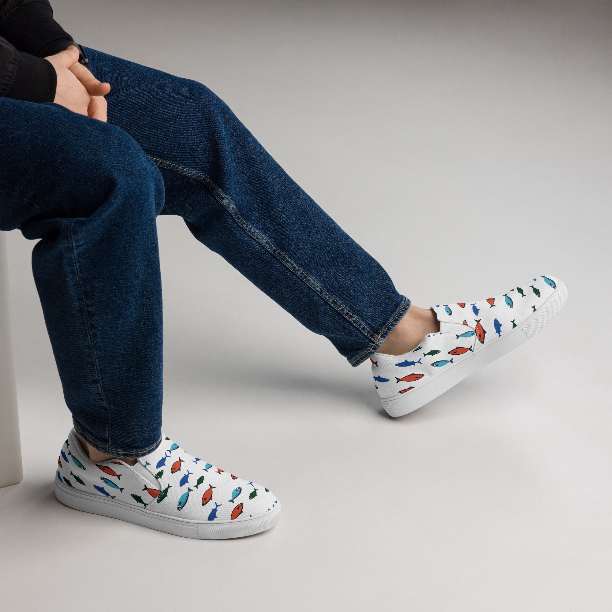 Men’s fishy sardines slip - on canvas shoes