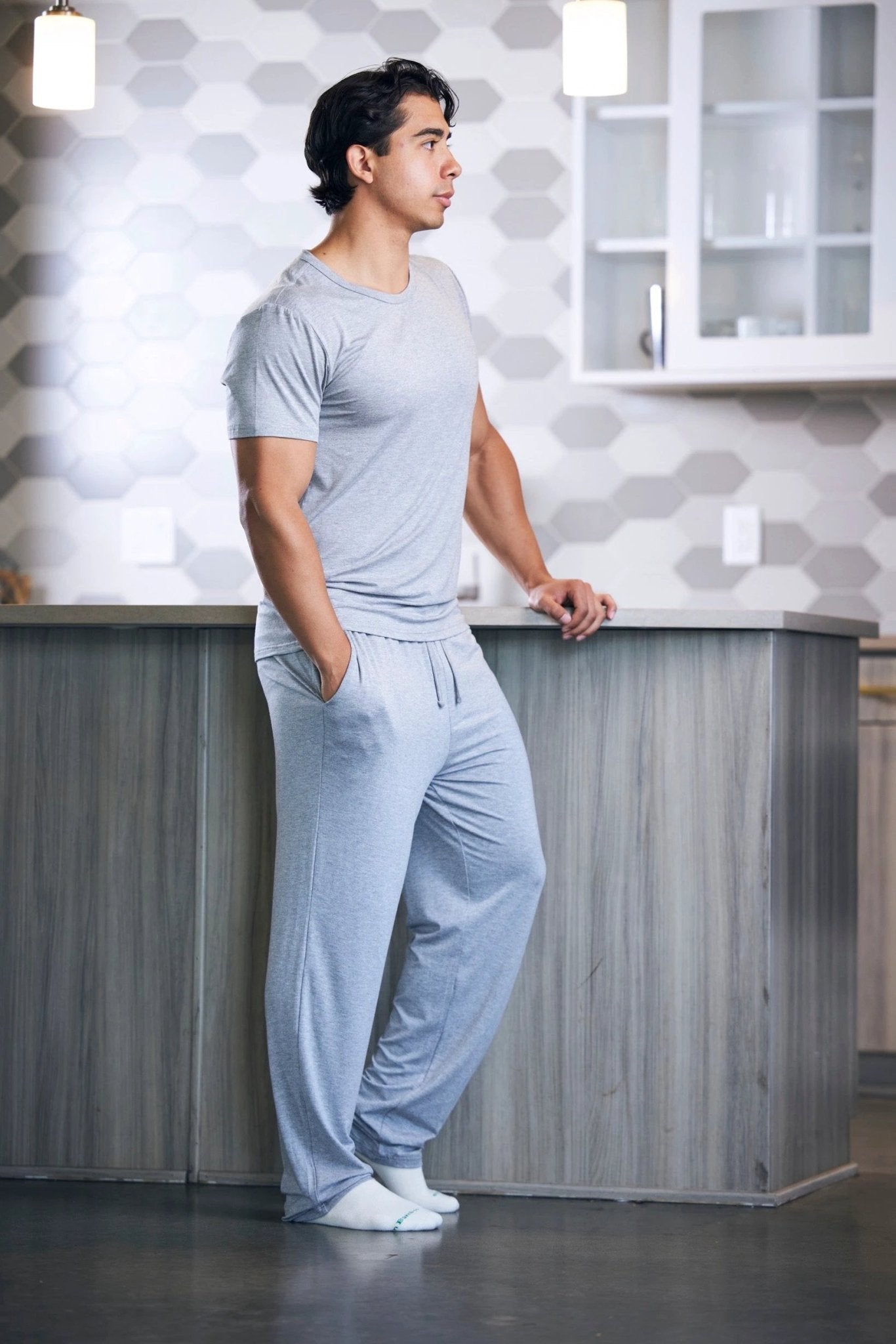 Men's Soft Bamboo Lounge Pajama Set - Short Sleeve Top & Pants 32" inseam by Spun Bamboo