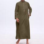 Men's Solid Color Thobe with Button Placket (MT036)