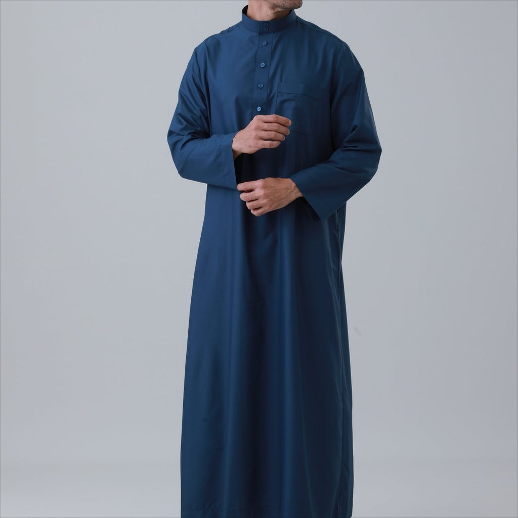 Men's Solid Color Thobe with Button Placket (MT036) La Vie Bien Men's Solid Color Thobe with Button Placket (MT036)