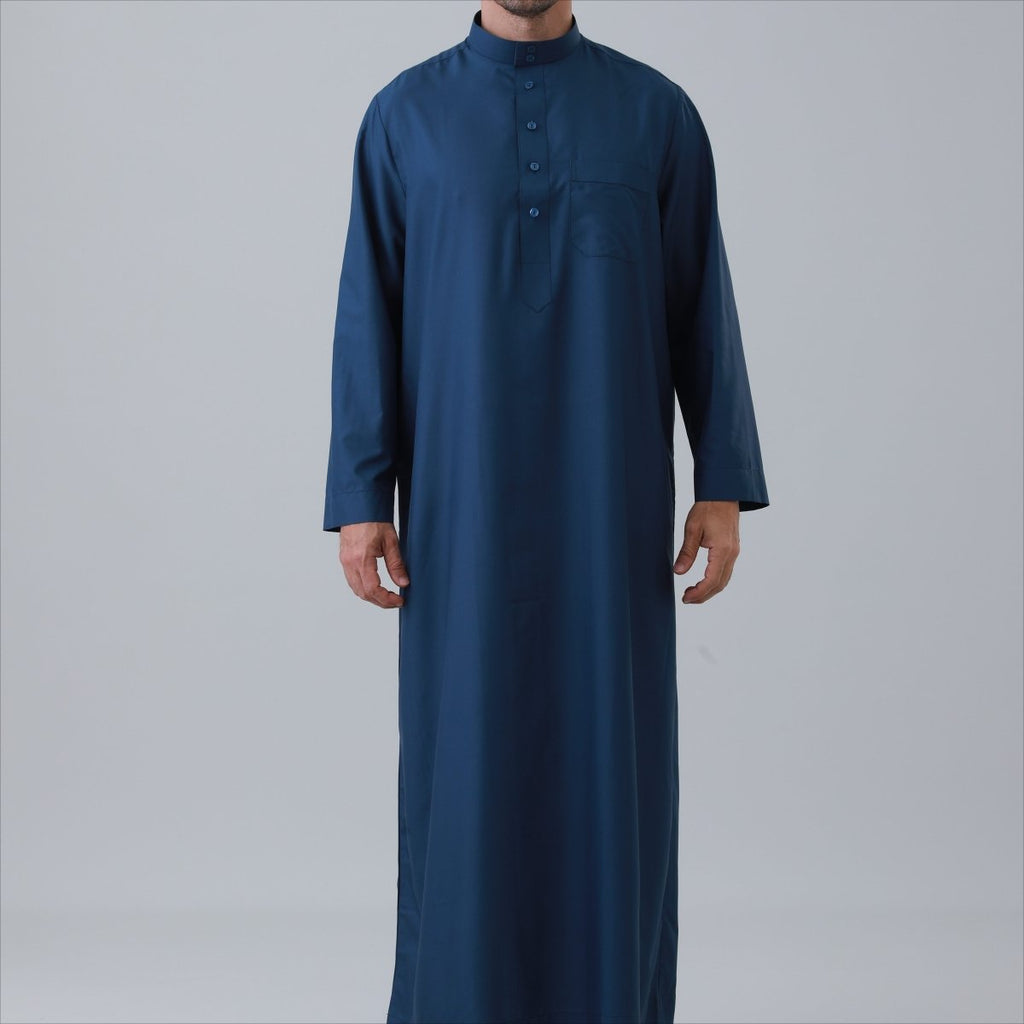 Men's Solid Color Thobe with Button Placket (MT036) La Vie Bien Men's Solid Color Thobe with Button Placket (MT036)