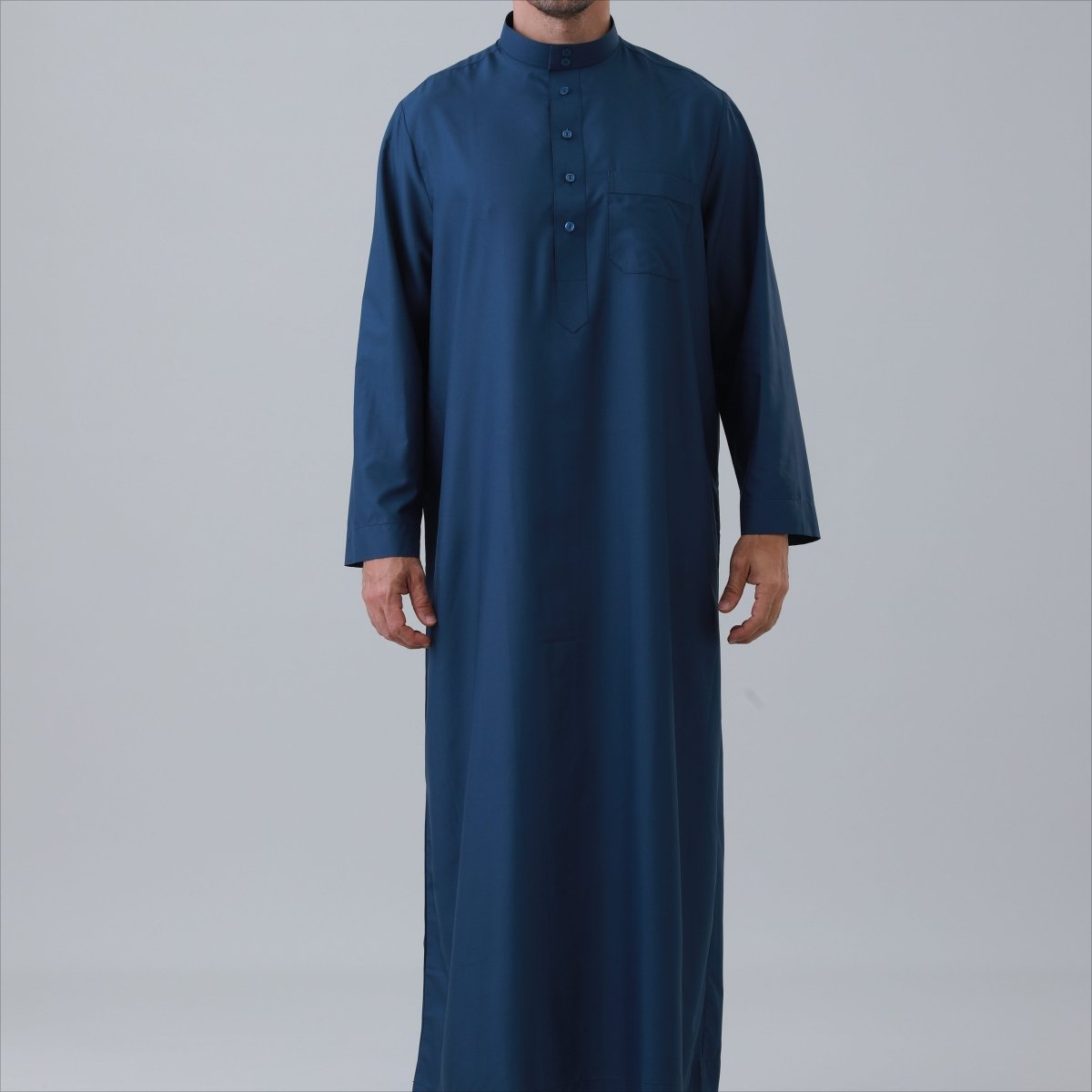 Men's Solid Color Thobe with Button Placket (MT036) La Vie Bien Men's Solid Color Thobe with Button Placket (MT036)