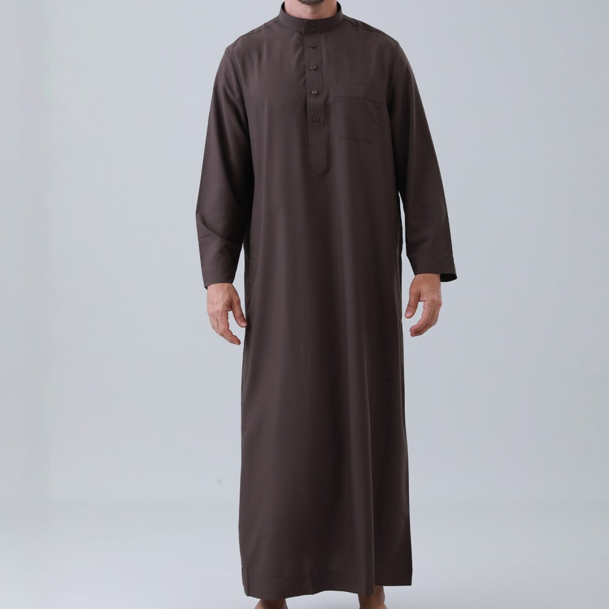 Men's Solid Color Thobe with Button Placket (MT036) La Vie Bien Men's Solid Color Thobe with Button Placket (MT036)