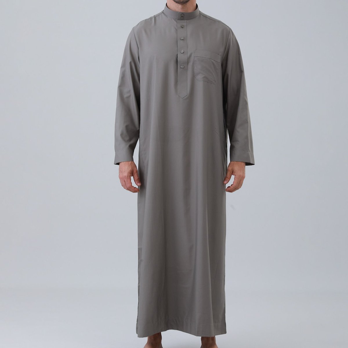 Men's Solid Color Thobe with Button Placket (MT036) La Vie Bien Men's Solid Color Thobe with Button Placket (MT036)