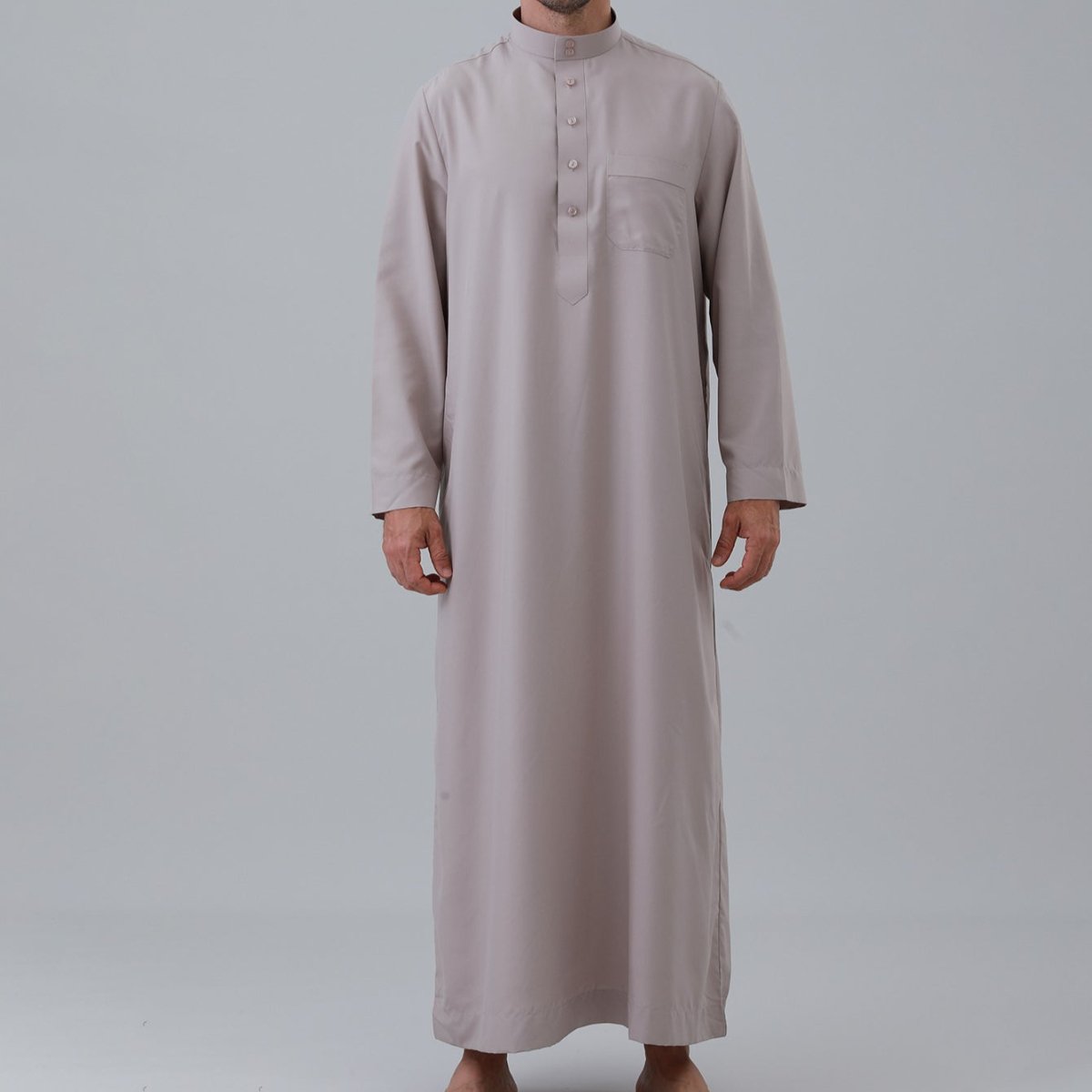Men's Solid Color Thobe with Button Placket (MT036) La Vie Bien Men's Solid Color Thobe with Button Placket (MT036)