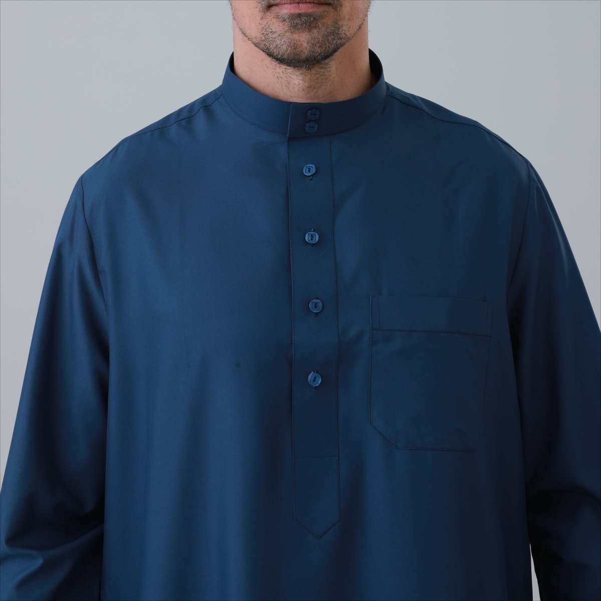 Men's Solid Color Thobe with Button Placket (MT036) La Vie Bien Men's Solid Color Thobe with Button Placket (MT036)
