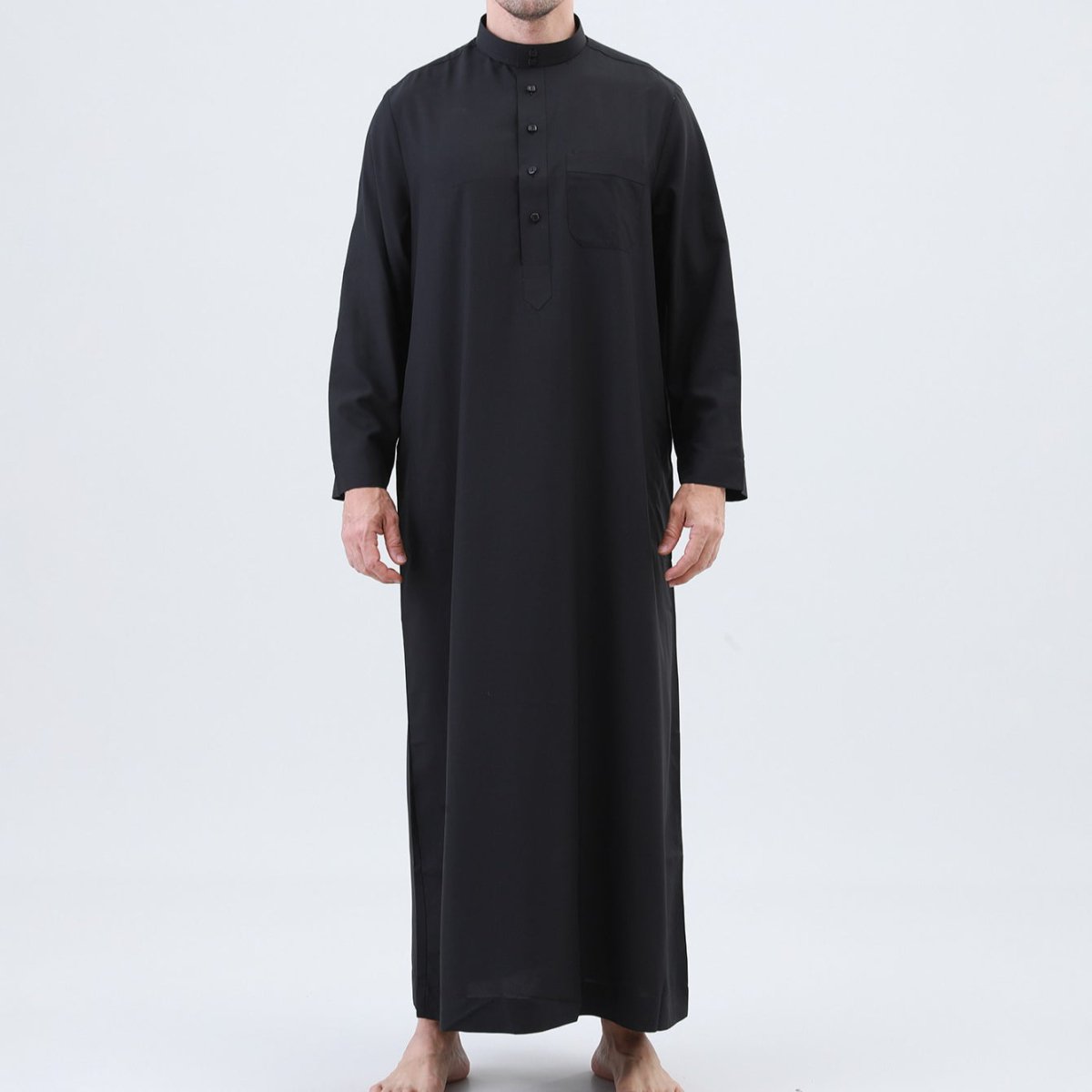 Men's Solid Color Thobe with Button Placket (MT036) La Vie Bien Men's Solid Color Thobe with Button Placket (MT036)
