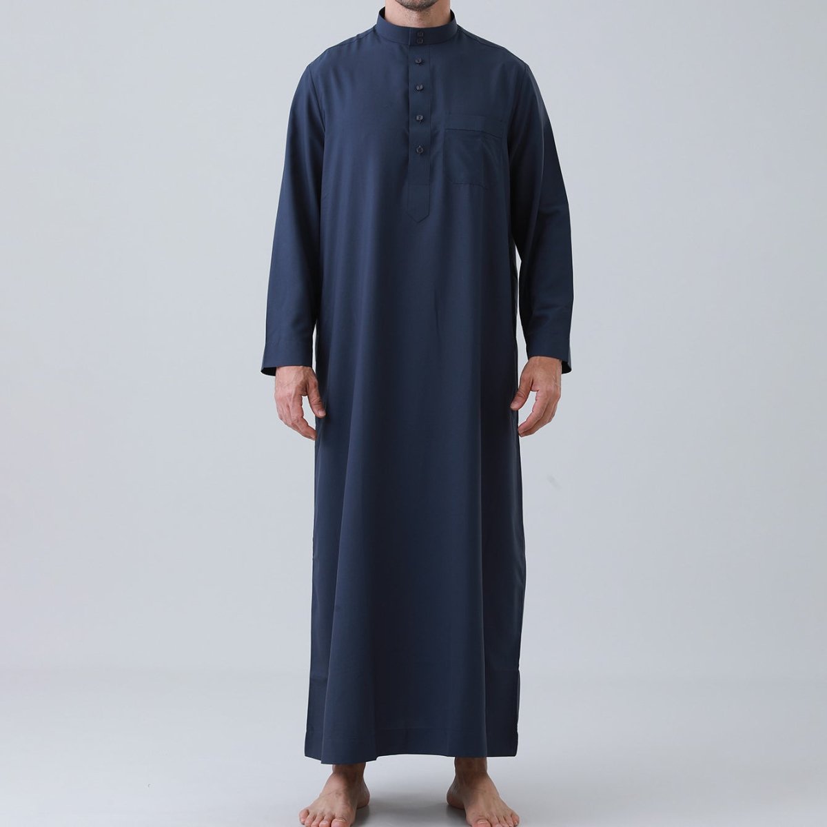 Men's Solid Color Thobe with Button Placket (MT036) La Vie Bien Men's Solid Color Thobe with Button Placket (MT036)