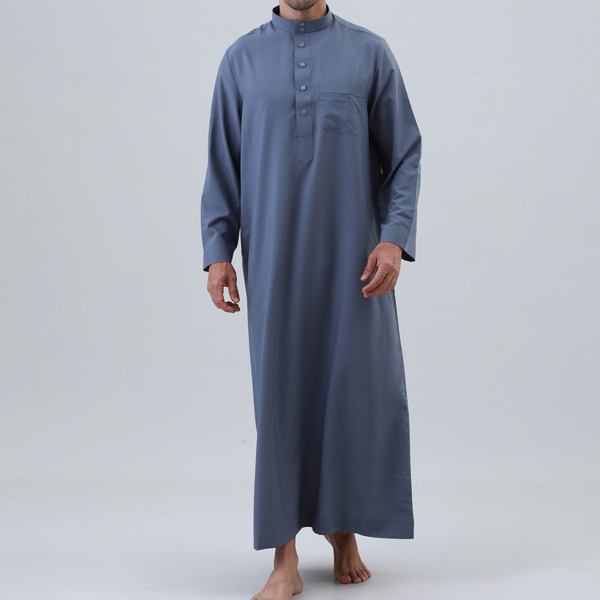 Men's Solid Color Thobe with Button Placket (MT036) La Vie Bien Men's Solid Color Thobe with Button Placket (MT036)