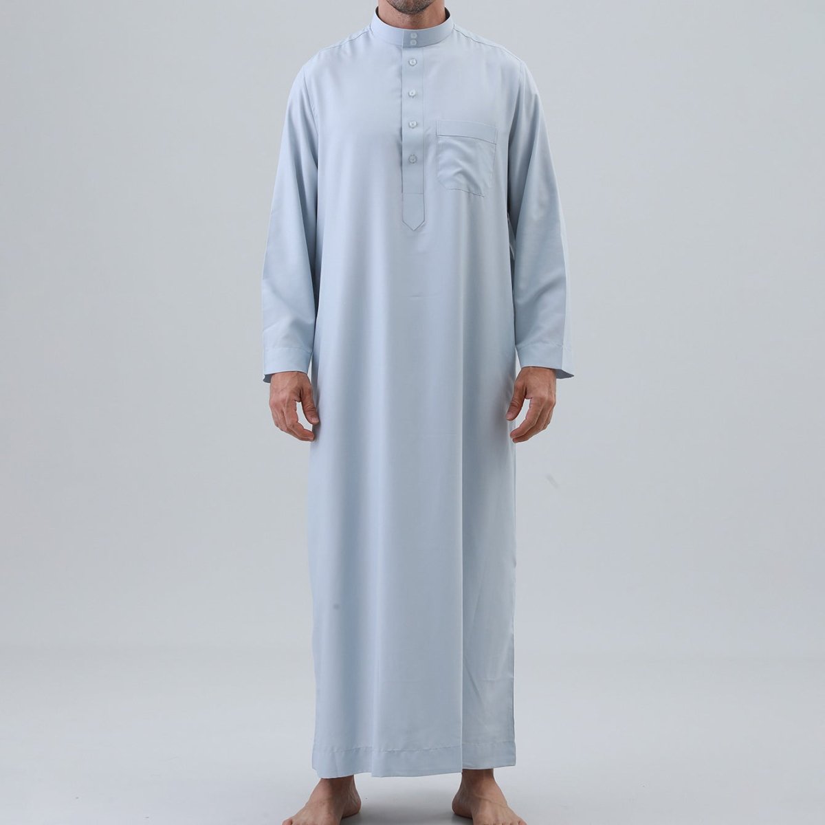 Men's Solid Color Thobe with Button Placket (MT036) La Vie Bien Men's Solid Color Thobe with Button Placket (MT036)