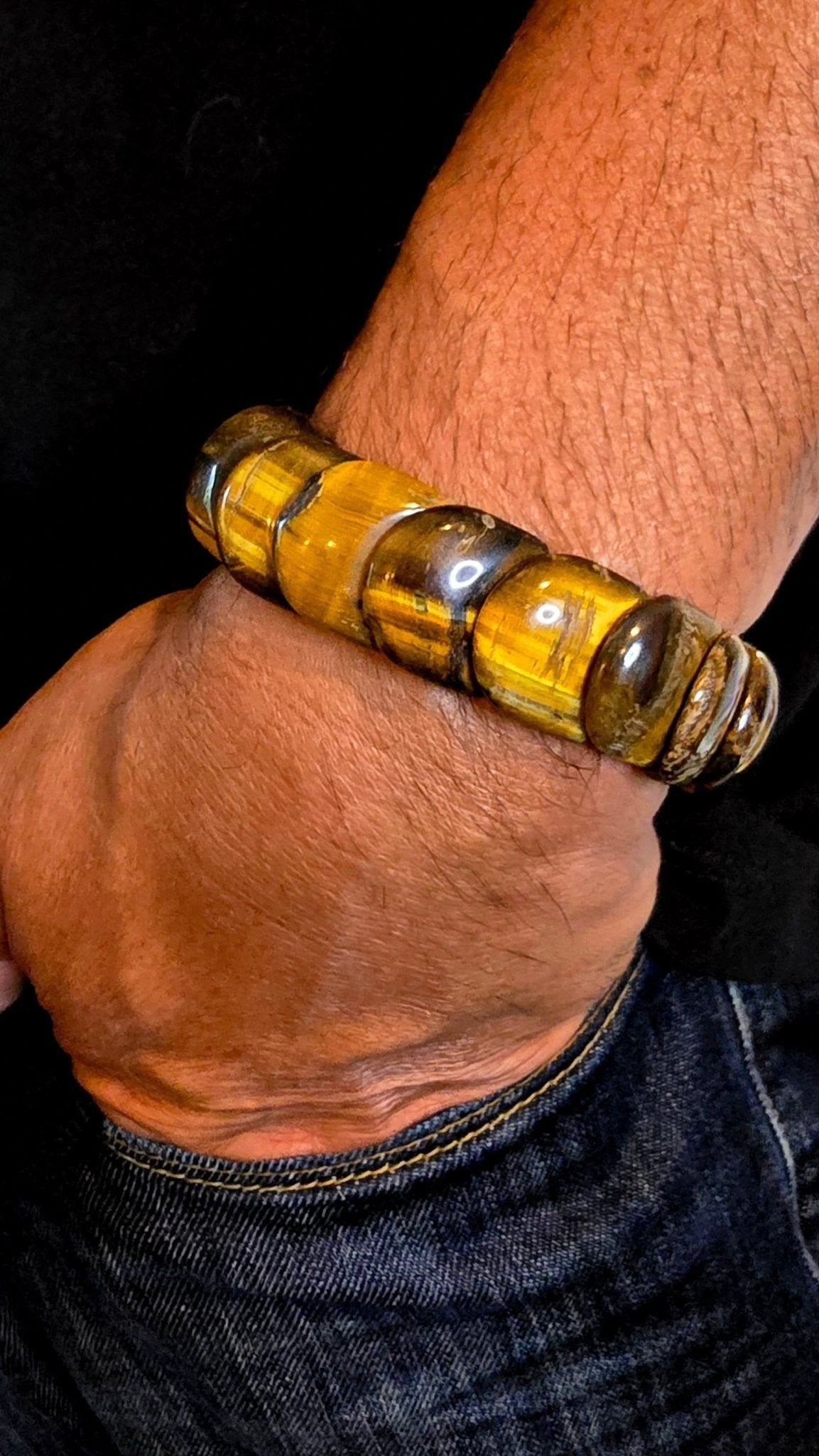 Men's Tiger Eye Stretch Bracelet by L.Signature Collection by L.Styles