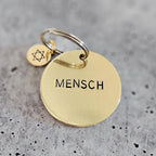 Mensch Hand Stamped Brass Keychain by Salt Sparkle Shalom