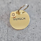 Mensch Hand Stamped Brass Keychain by Salt Sparkle Shalom