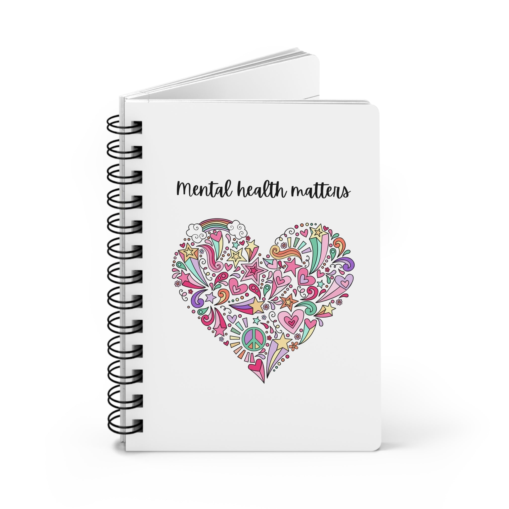Mental Health Matters Spiral Journal — Colorful Heart Doodle Notebook for Wellness & Self-Care Paper products La Vie Bien Mental Health Matters Spiral Journal — Colorful Heart Doodle Notebook for Wellness & Self-Care