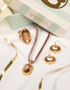 Mermaid Glass Velvet Necklace - 17" Champagne Jewelry La Vie Bien Mermaid Glass Velvet Necklace - 17" Champagne