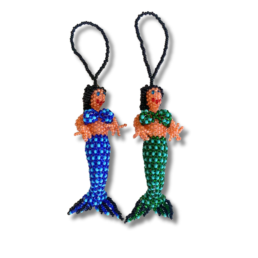 Mermaid Seed Bead Handmade Ornament - Guatemala Decor La Vie Bien Mermaid Seed Bead Handmade Ornament - Guatemala